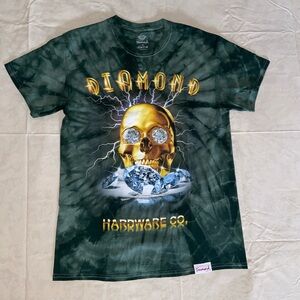 Diamond Supply Co Gold Skull Tie Dye Tee Green Sz. Medium
